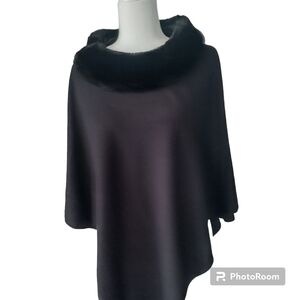 Alfani Faux Mink Black Poncho Cape L/XL